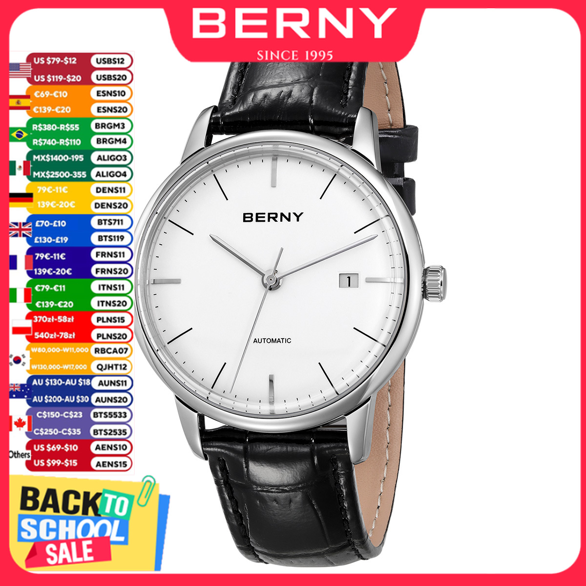 Seiko Watch Presage - BERNY Механические мужские часы MIYOTA 9015,