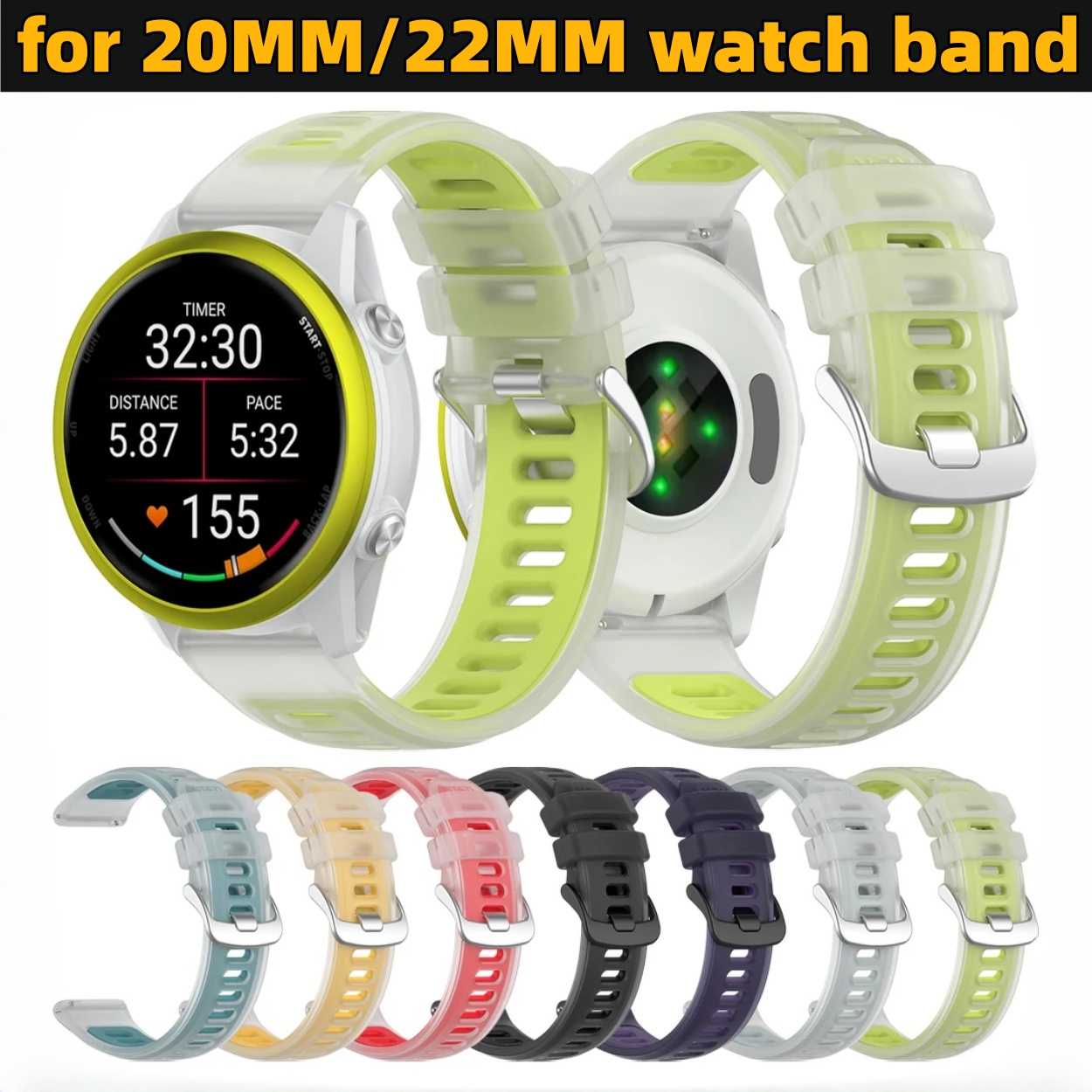 Прозрачный двухцветный силикон – обзор и цена Silicone Watch Band 22Mm