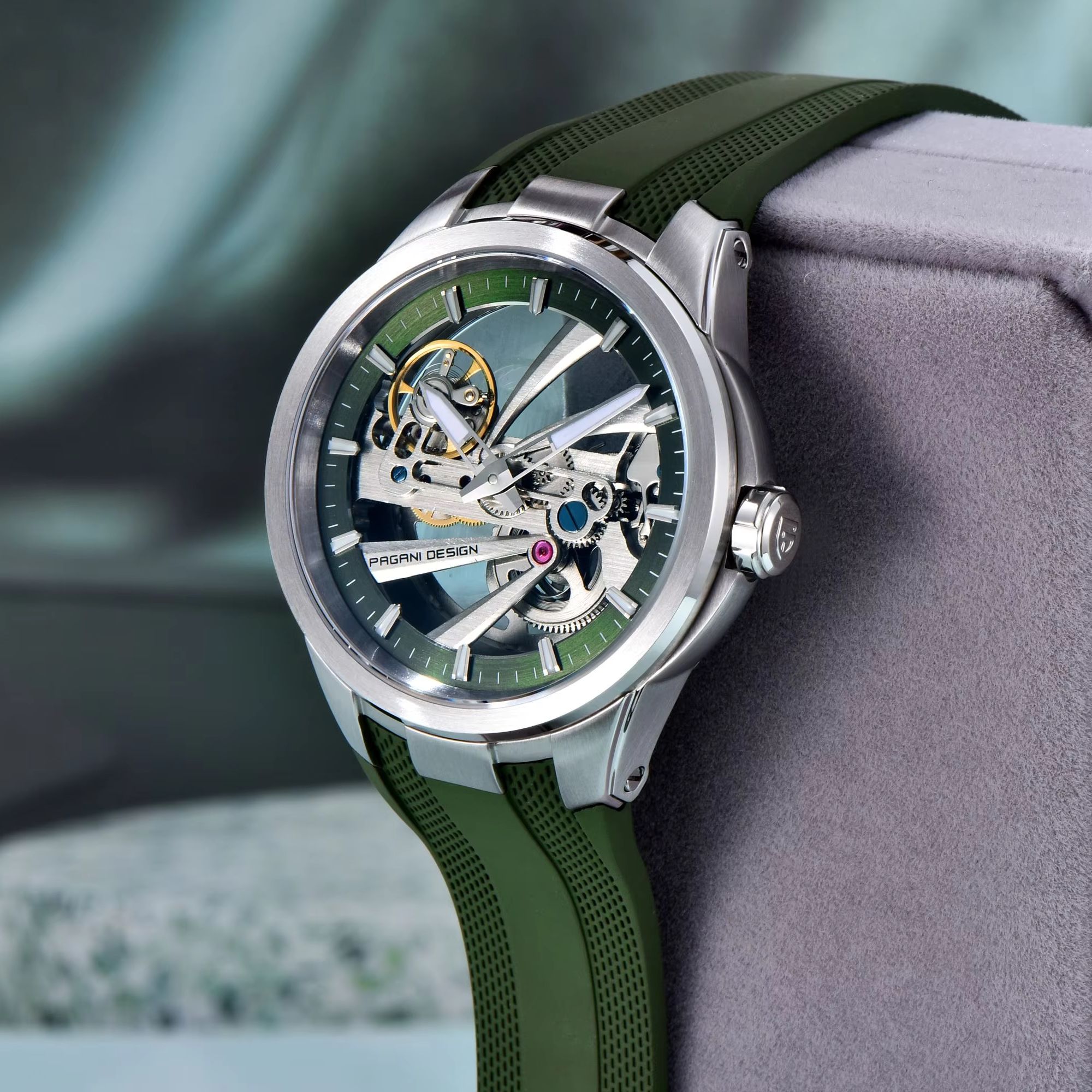 Механические часы Green Skelet – обзор и цена Rubber Strap Diver